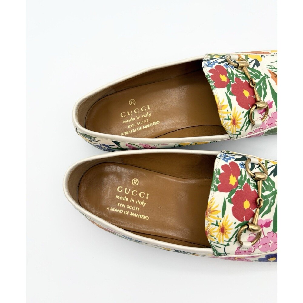 Gucci x Ken Scott Jordaan Floral Print Loafers Gold Horse-bit Accents Sz EU 38 - Picture 6 of 13